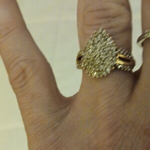 Womens 14kt Solid Yellow Gold Teardrop Cluster Natural Dimond Ring Size 8